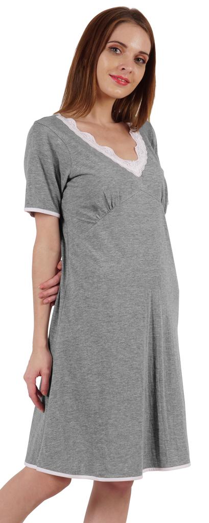 Inkmeso Solid Nightgown Dress For Women Nightwear Lace Short Sleeve Loungewear