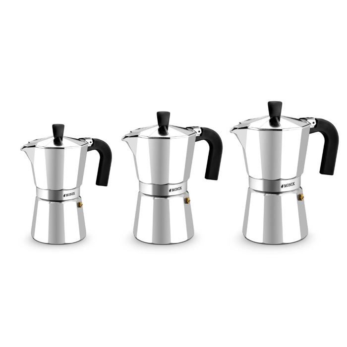 Italian Coffee Maker - Monix - 3935009 - 12 Cups - Stainless Steel Aluminum - Stainless Steel Color