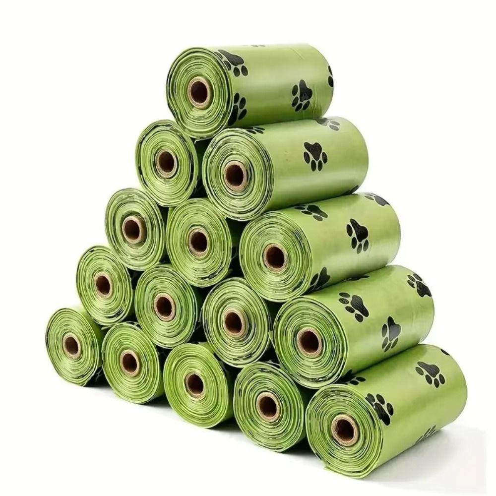 EPI Biodegradable Dog Poop Bags Portable with Dispenser Cat Waste Bags 15 Bags/roll Eco-friendly Pet Garbage Bag