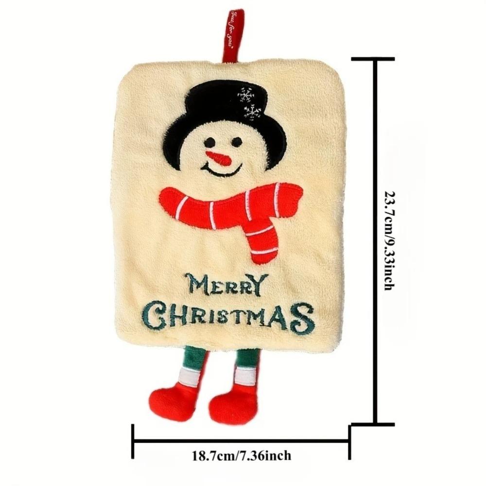 Water-Absorbent Christmas Hand Towel Thickened Kitchen Towels Coral Fleece Hand Towels  Kitchen Use