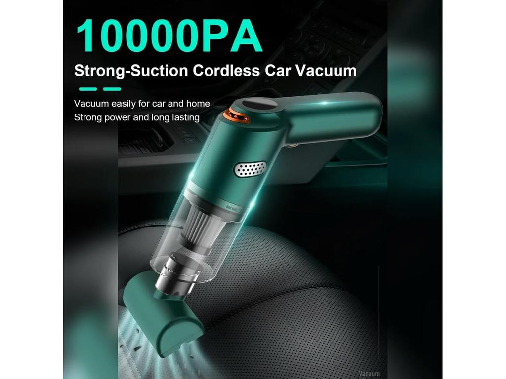 Cordless Handheld Car Vacuum, 10000Pa Wet & Dry Strong Suction – Green