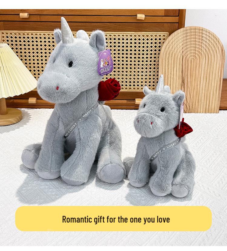 Cross-border Rose Unicorn Plush Toy - Cute Simulation Doll Gift for Girls