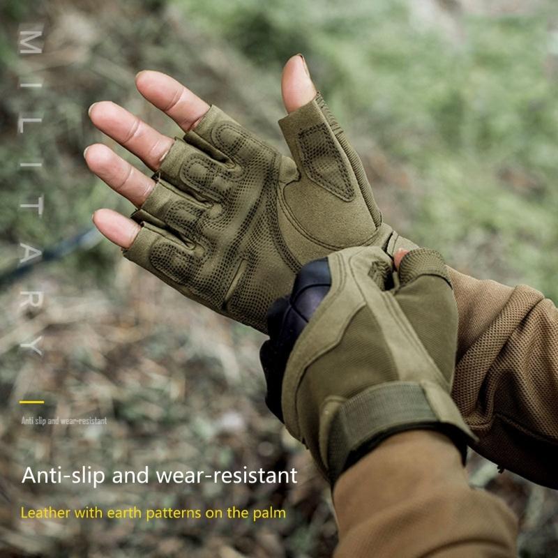 Nonslip Cycling Gloves Training Gloves Reinforced Finger Joint AntiVibration Padding Half Finger Gloves for Biking
