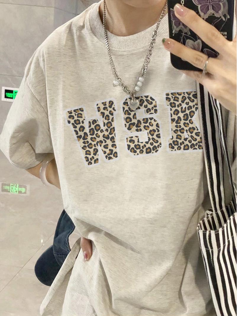 

2025 Новая женская футболка большого размера черного цвета из чистого хлопка с коротким рукавом - Свободный крой, Прямое плечо 3XL хизер серый