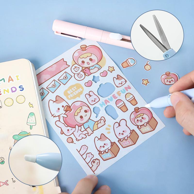 Mini Color Folding Scissor Pen Cutter Portable Size Safe Ceramic Pencutter Utility Knife for Paper Work Diary School