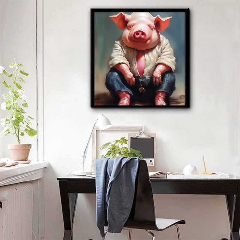 New Arrival 5D DIY Full Circle Diamond Painting "Pig Man" Embroidery Cross Stitch Home Decor Gift