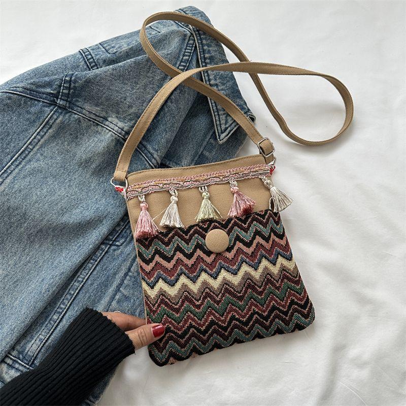 

Сумки в этническом стиле, популярные в интернете, модные, универсальные, контрастного цвета, сумка-ведро через плечо, пэчворк, ретро, с кисточкой, на плечо Khaki