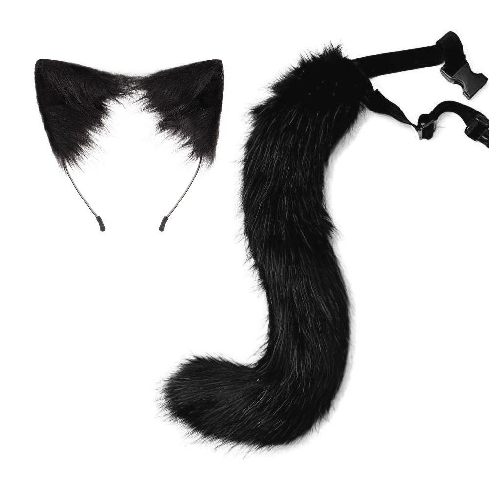 1 set Cat Tail Halloween Animal Cosplay Props Cat Ear Animal Cosplay Props  Kid‘s Gift