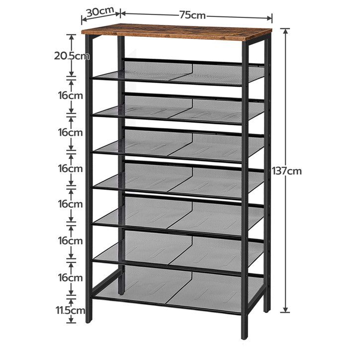 Hoobro étagère à chaussures, meubles à chaussures, porte-chaussures à 8 niveaux, étagère de rangement, entrée, salon, chambre