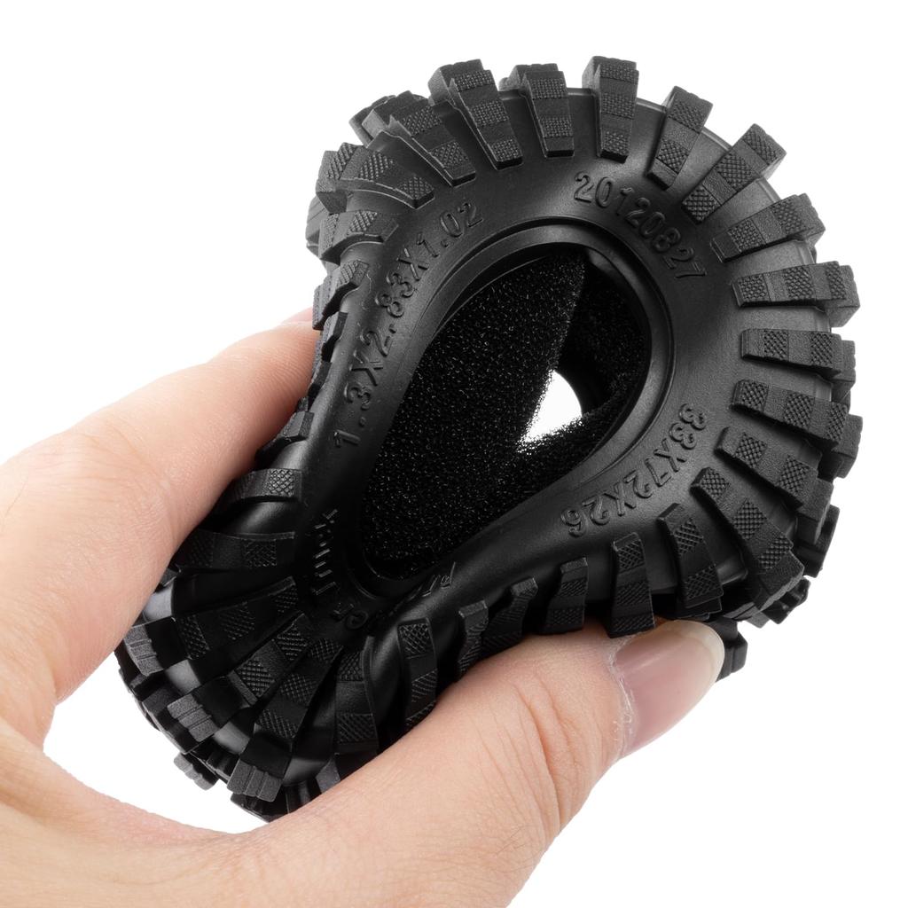RCMAZO 4-Piece 1.3" Wheel Tires, RC 1.3 Soft Rubber Wheel Tires, 7226mm, for Upgraded TRX4M, SCX24, 118, 124 RC Crawler Cars, Terrain Tires (D)