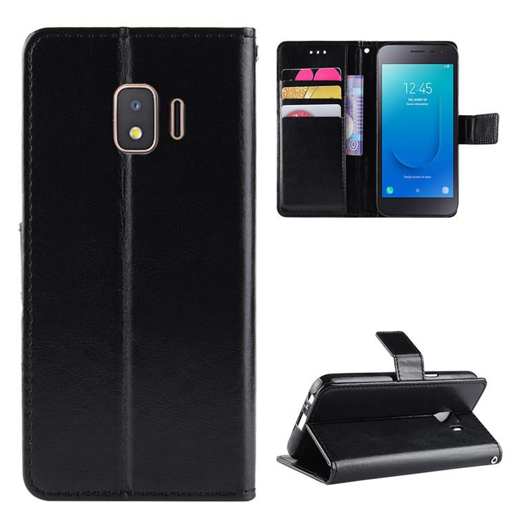 Suitable for Samsung Galaxy J2 Core phone case, leather cover with crazy horse pattern, phone protective cover, flip cover