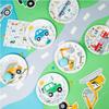 Set of plates, cups, napkins, cars