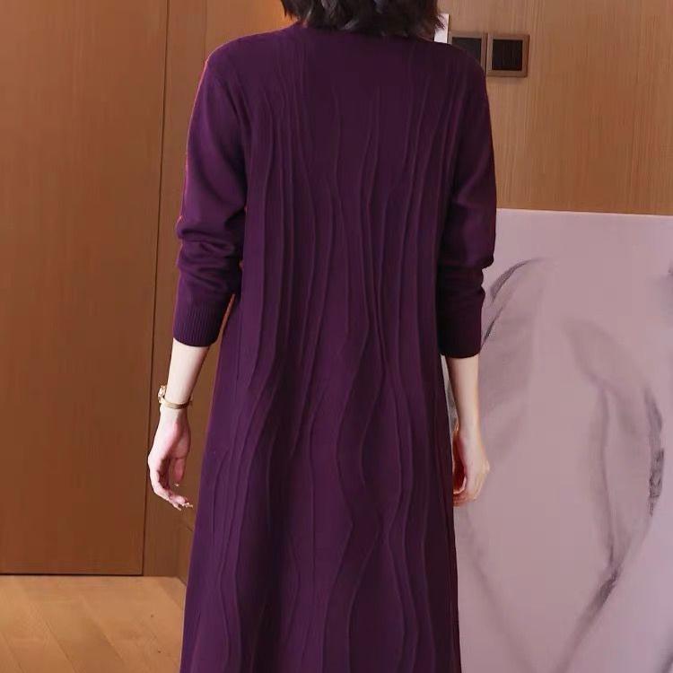 Retro Artistic Knitted Dress Women's Inner Sweater Dress Long Knitwear Autumn and Winter Long Pullover Casual Pullover