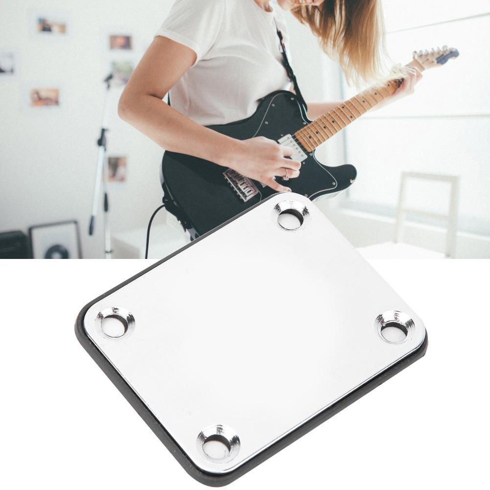 Chrome Plating Silver Iron Electric Guitar Neck Connecting Plate with 4Pcs Screws