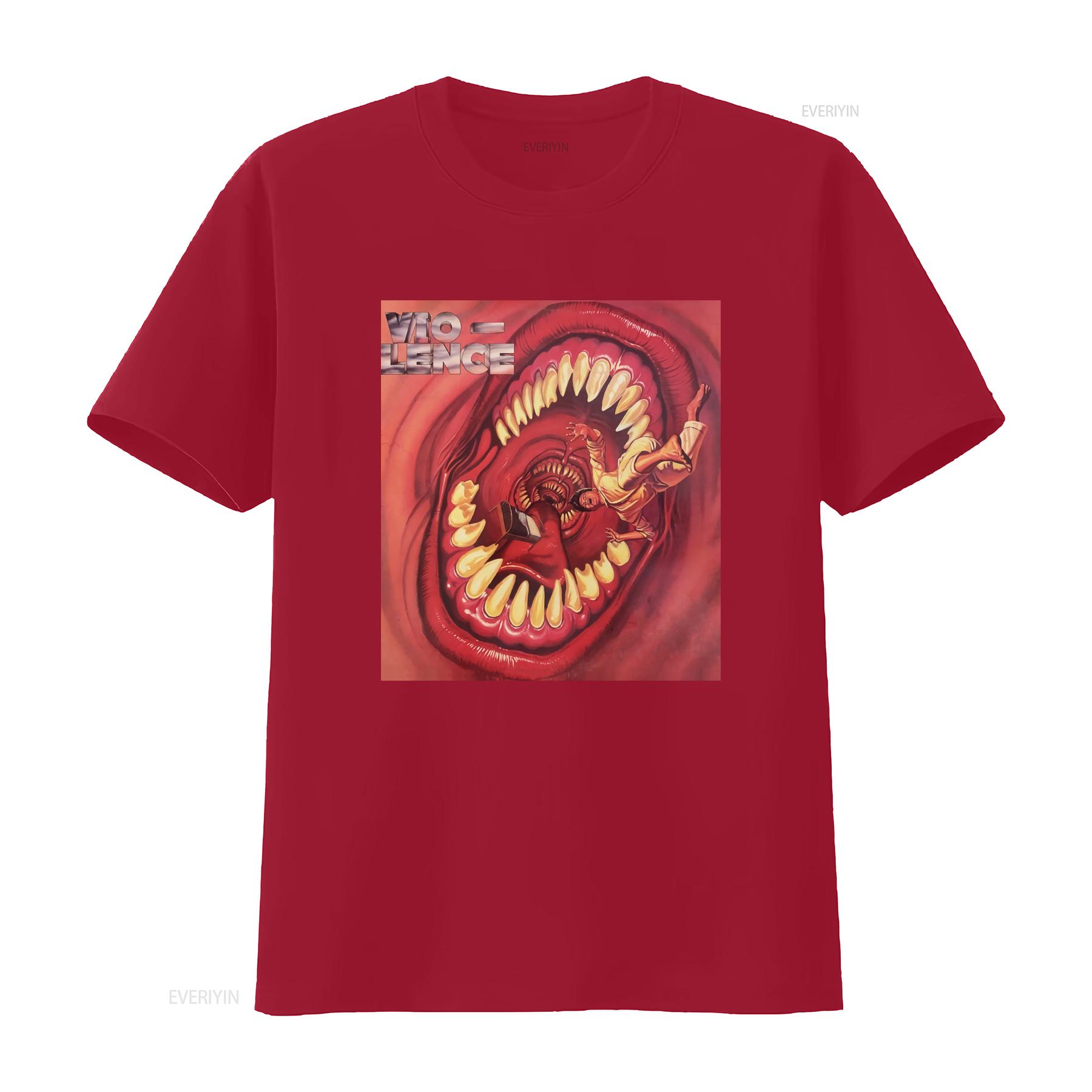 VIO LENCE Eternal Nightmare T Shirt Bold Horror Design for Mens Fashion vintage Washed Casual Comfortable graphic Unisex S