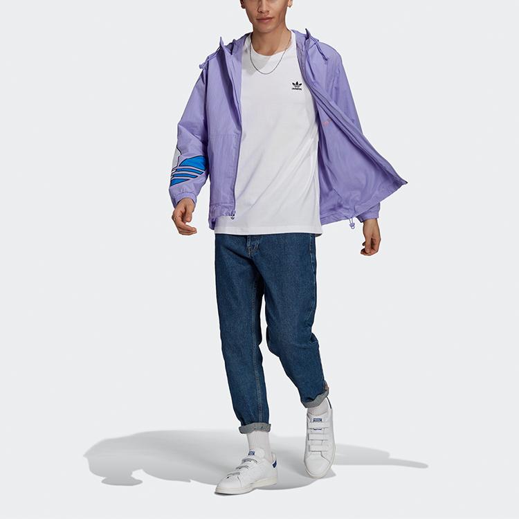 Adidas Originals Tricol Windbreaker With Contrast Logo And Hood Men Jackets Light-Purple GN3560