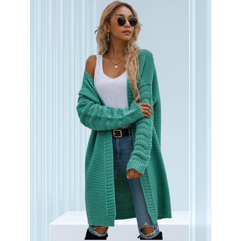 autumn winter long sweater cardigan casual oversized solid color women's knitted cardigan medium coats for women V-neck sweaters
