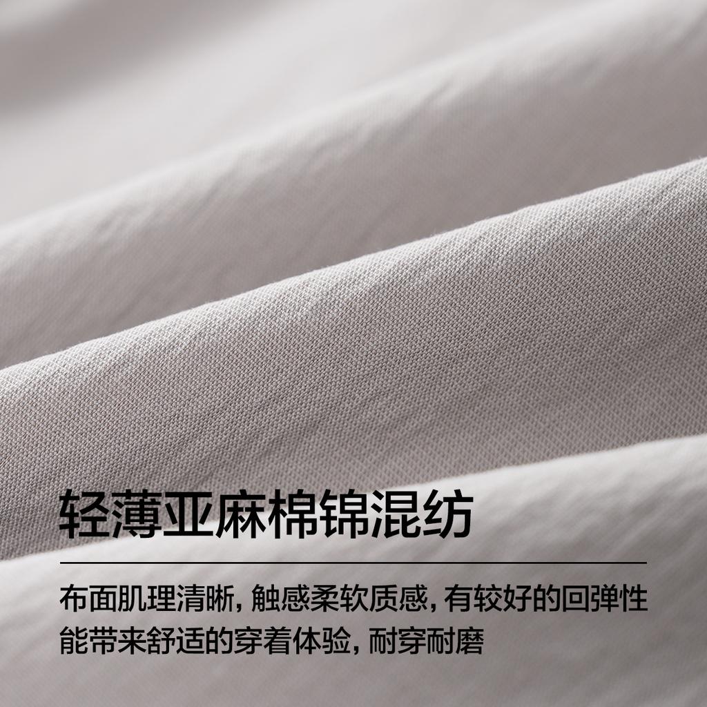 Lightweight Linen Cotton Brocade Summer Thin Five Pocket Pants Versatile Straight Leg Men's Casual Shorts for Commuting