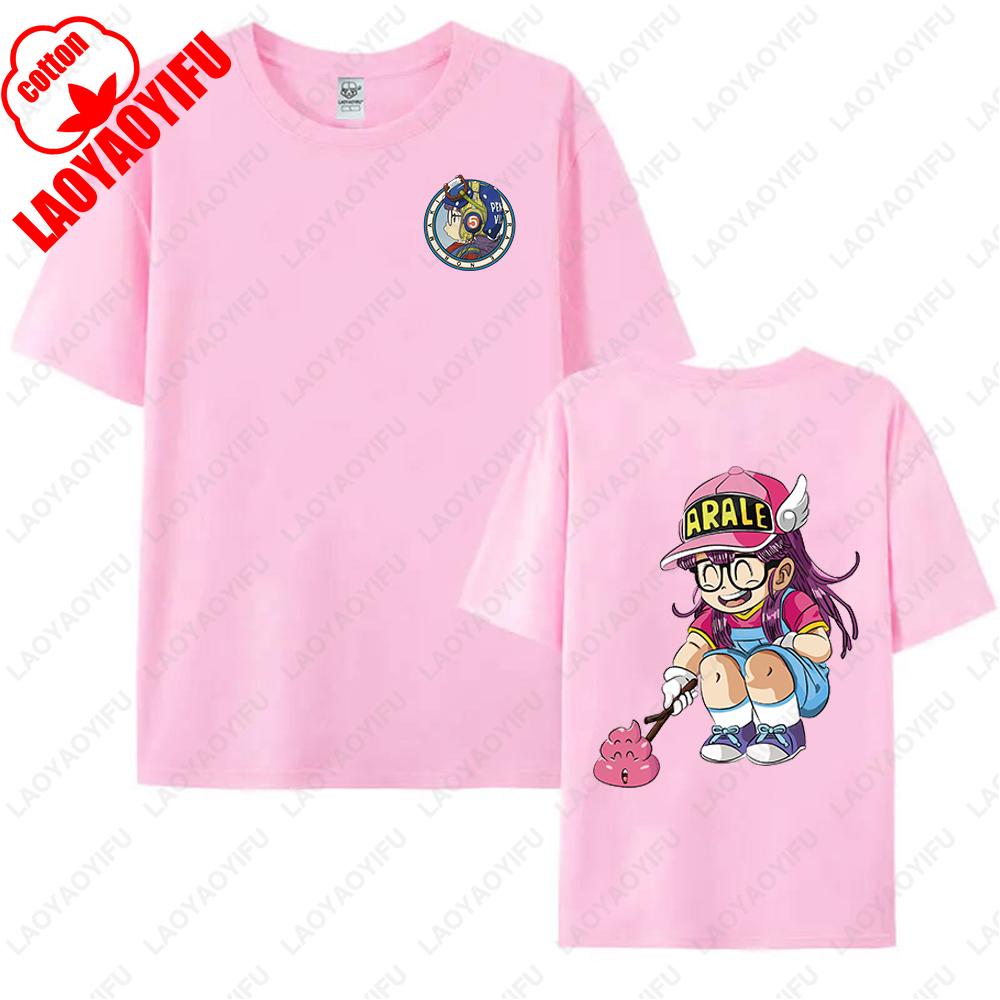 Kawaii Arale T-shirts Man Women Graphic Japanese Manga Tshirt Y2k Clothes Cotton Short-sleev Tee Clothing Two-sided Printed Tops