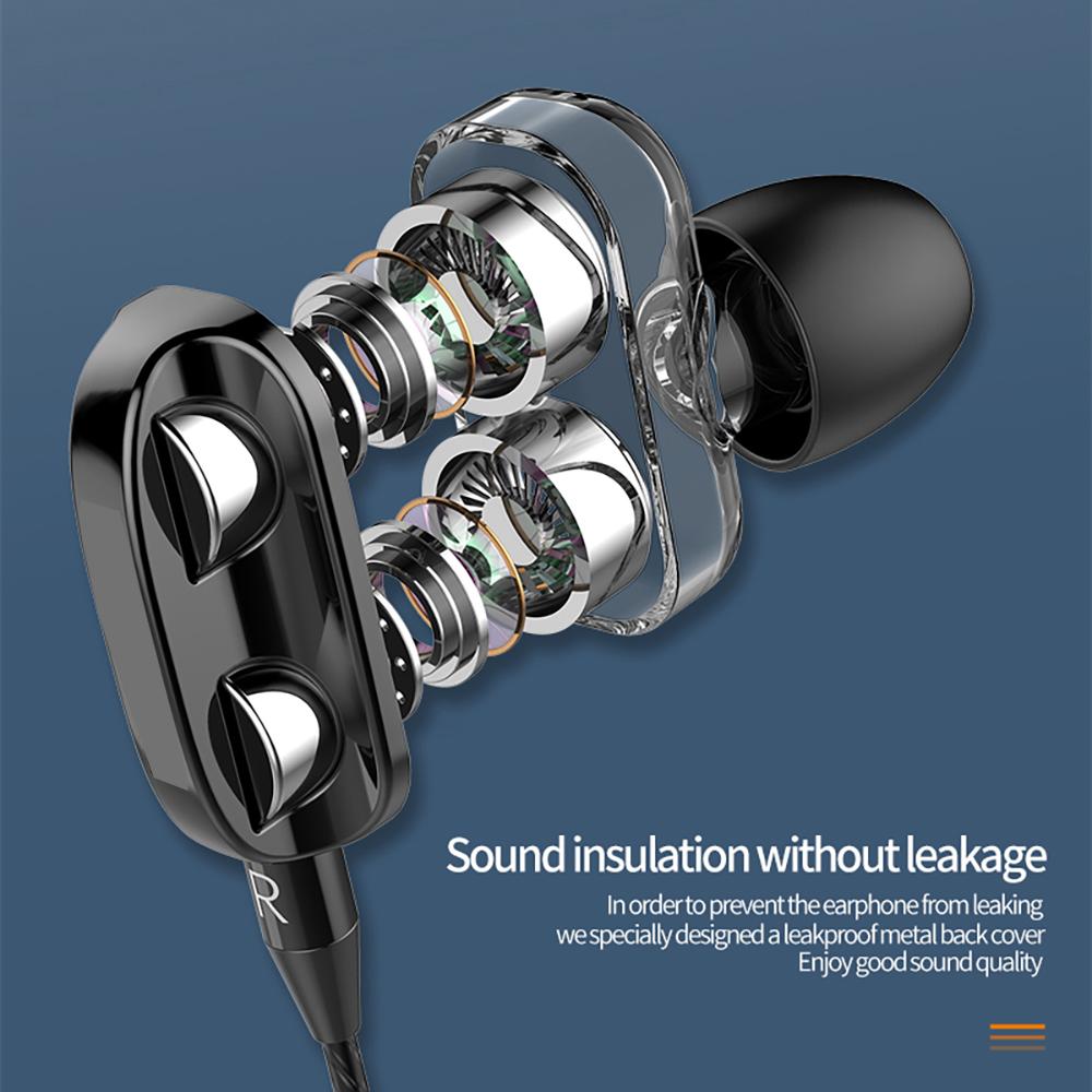 3,5-mm-Kabel-Kopfhörer Geräuschunterdrückung In-Ear Sport-Ohrhörer Dual-Treiber Bass Stereo Gaming-Headset HiFi-Musik-Ohrhörer mit Mikrofon
