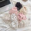 Cute Cartoon Bear Ladies Mini Drawstring Bags Retro Flower Women's Cosmetic Storage Bag Portable Sweet Female Coin Purse Handbag