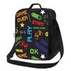 Colorful Video Game Lunch Bags Thermal Lunch Box Insulated Cooler Bag Reusable Tote Shoulder Bag for Outdoor Picnic Meal Office