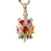 Cute Female Rainbow Zircon Stone Pendant Necklace Vintage Gold Color Wedding Jewelry For Women