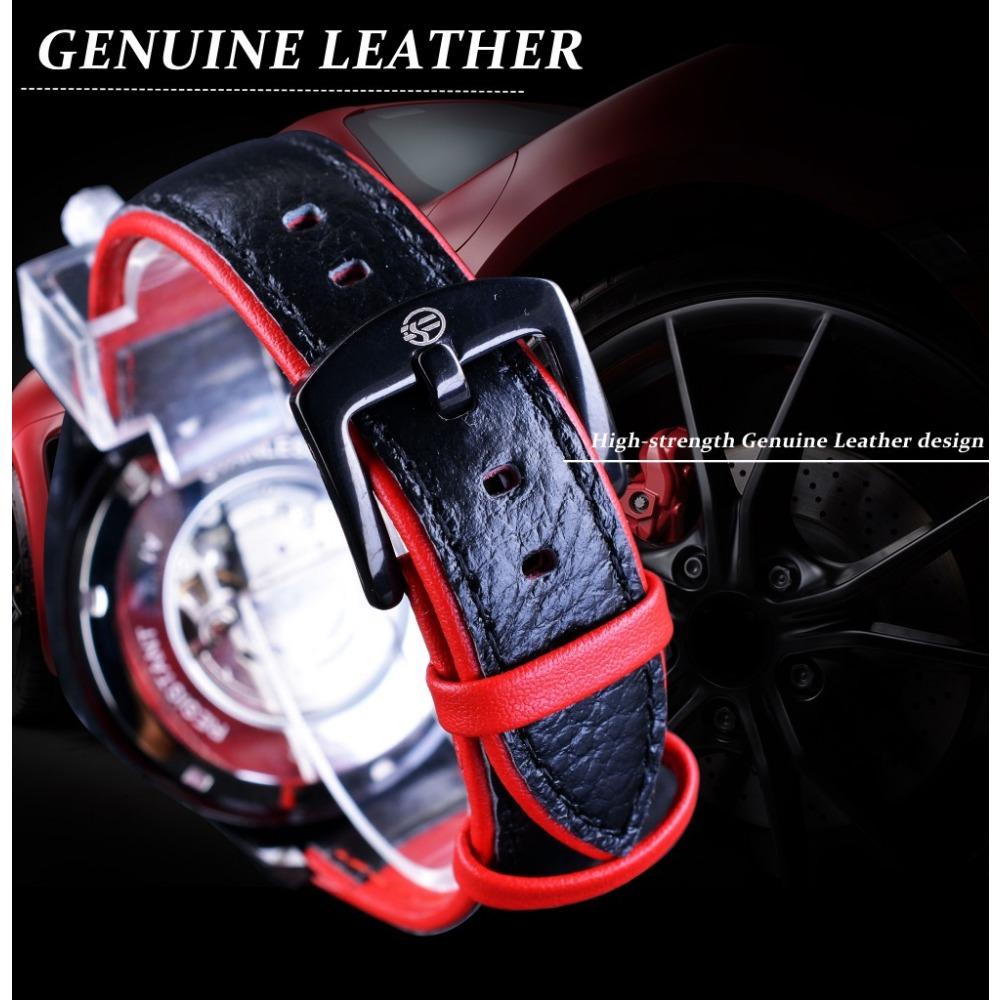 Forsining Men's Fashion Casual Glow-in-the-dark Skull Hollow Mechanical Watch Waterproof Automatic Mechanical Watch SLZe156-W