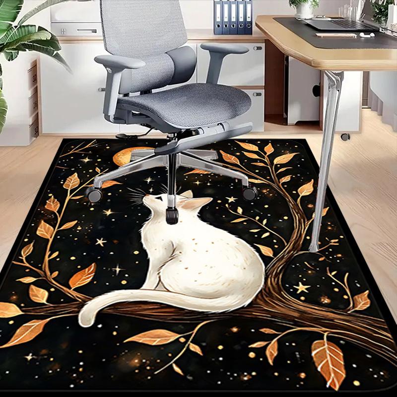 1pc cat moon Carpet Anti Slip Polyester Floor Mat for office.Bedroom