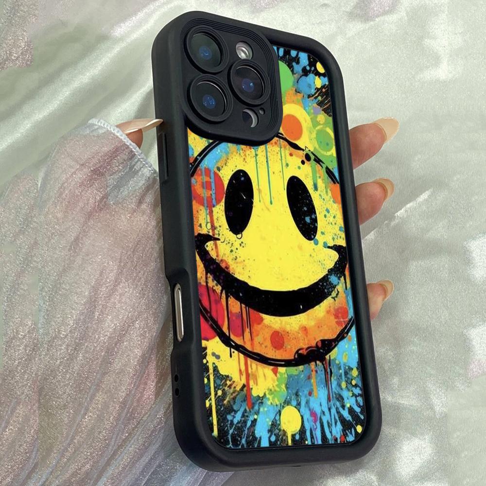 JT267 Graffiti Großes Smiley-Gesicht für iPhone 17 16 15 14 13 Pro Max Samsung S26 S25 Ultra A17 A16 A07 A56 A36 A06 Xiaomi 15T Redmi 15c Note 14 Weiche Hülle