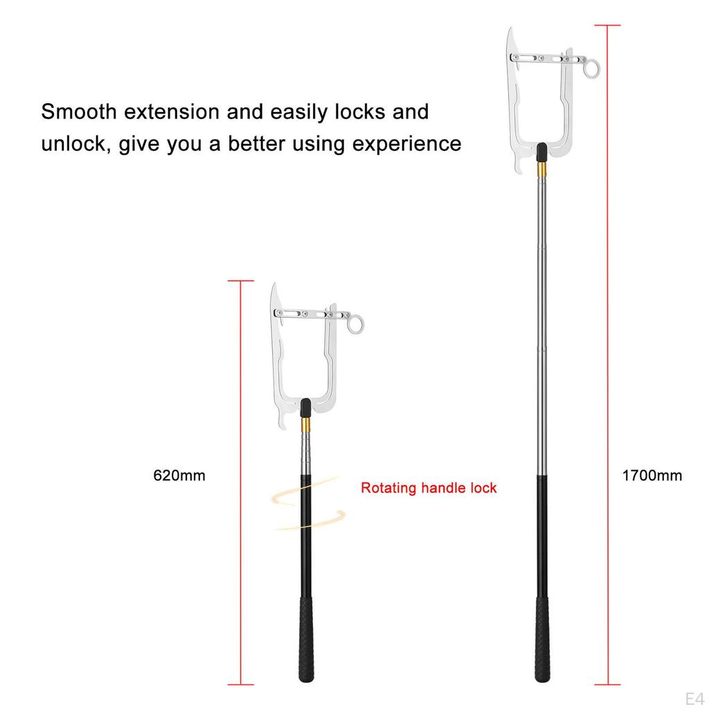 Stainless Steel Telescoping Boat Hook Dock Threader Fishing Accessory