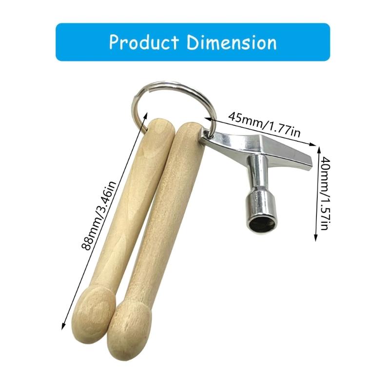 Musical Instrument Keychains Bundle Wooden Drumsticks and Hardware Lock Creative Gifts Ornaments