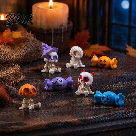 Small Ghost Skeleton Ornaments 8 Pcs Halloween Mini Resin Figurines Tiny Spooky Zombie Candy Themed Statue for Crafts Party Favors Fairy