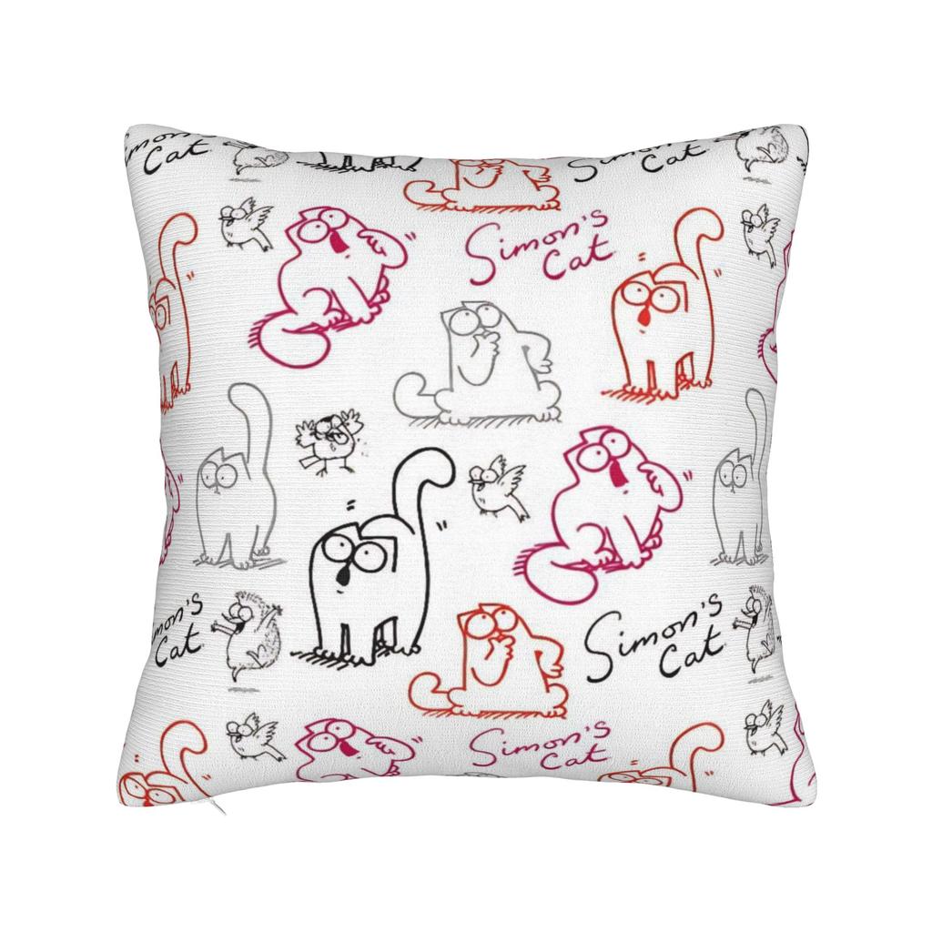 SSimon Cat Humorous Cat Square Pillow Case Cushion Covers Custom Zipper Decorative Pillowcover for Bed xcm