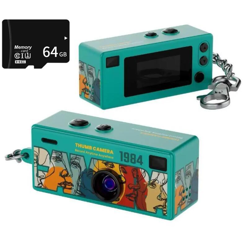 G6 Mini Retro Thumb Keychain Camera 0.96 Inch With HD 130° Wide-angle Lens TFT LCD Display Screen Portable For Students with Flash Support Memory Card