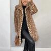 Modische Europäische und Amerikanische Leopardendruck Plüsch Mittellange Jacke Herbst/Winter 2024