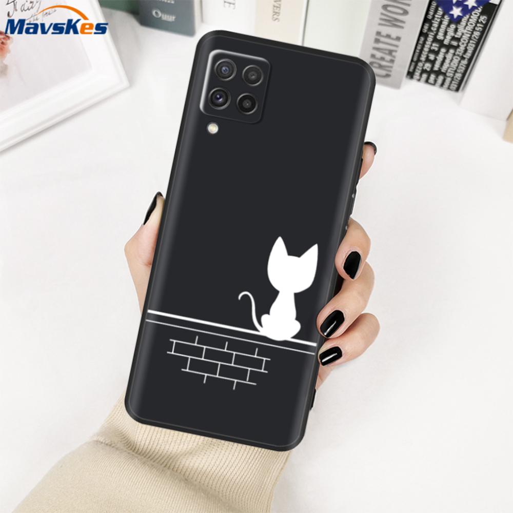 For Samsung Galaxy M22 Case SM-M225FV Black Bumper Soft TPU Cover For Samsung M32 4G M325FV Case Silicone M 22 M 32 Fundas Cute