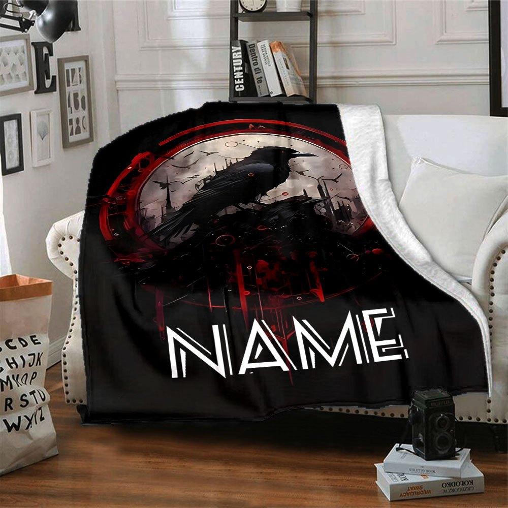 Raven And Moon Design Home Customize Your Name Blankets Soft Cozy And Lightweight For Yearround Use Perfect For Picnics Sofa Relaxation Office Warmth