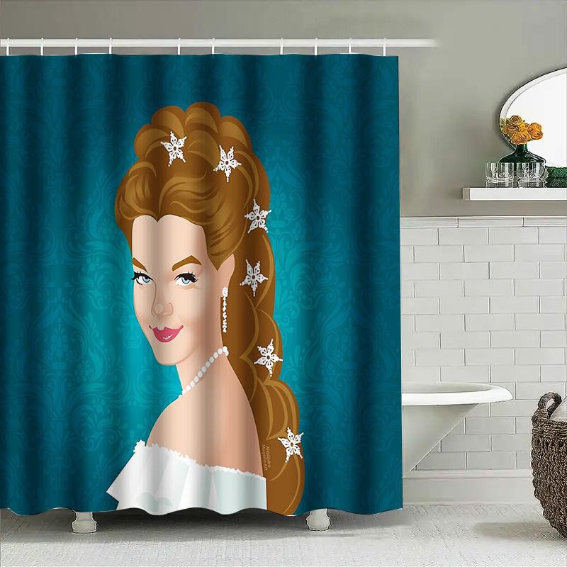 Unframed Elegant Floral Shower Curtain Vintage Botanical Pattern Waterproof Bathroom Decor Farmhouse Style Modern Home Textile A