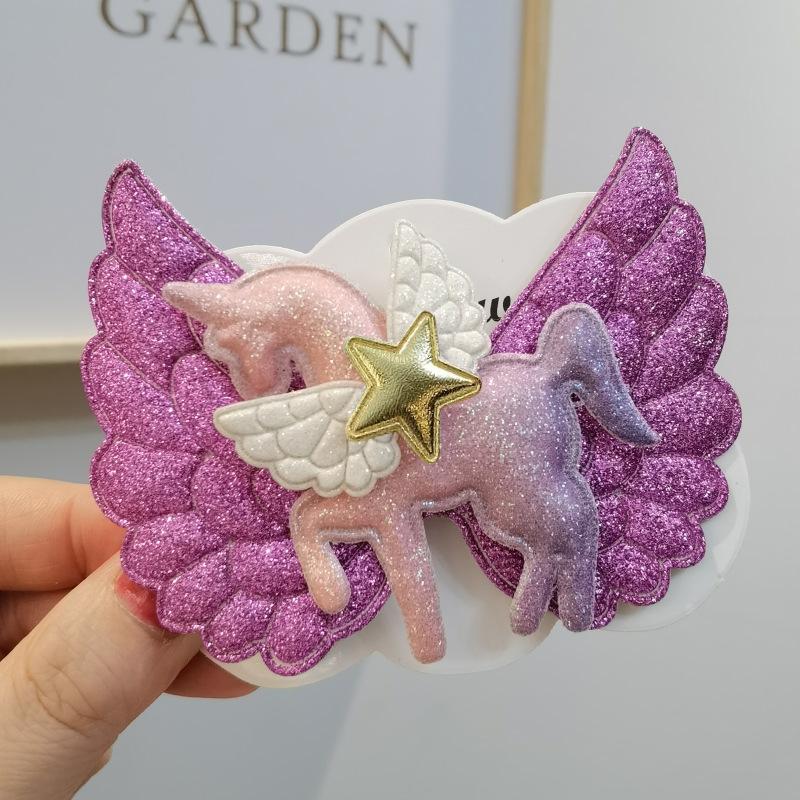 Clip para el pelo de unicornio con alas de ángel Accesorios para el pelo para niños Clip para el pelo de unicornio Clip lateral Clip para la parte posterior de la cabeza