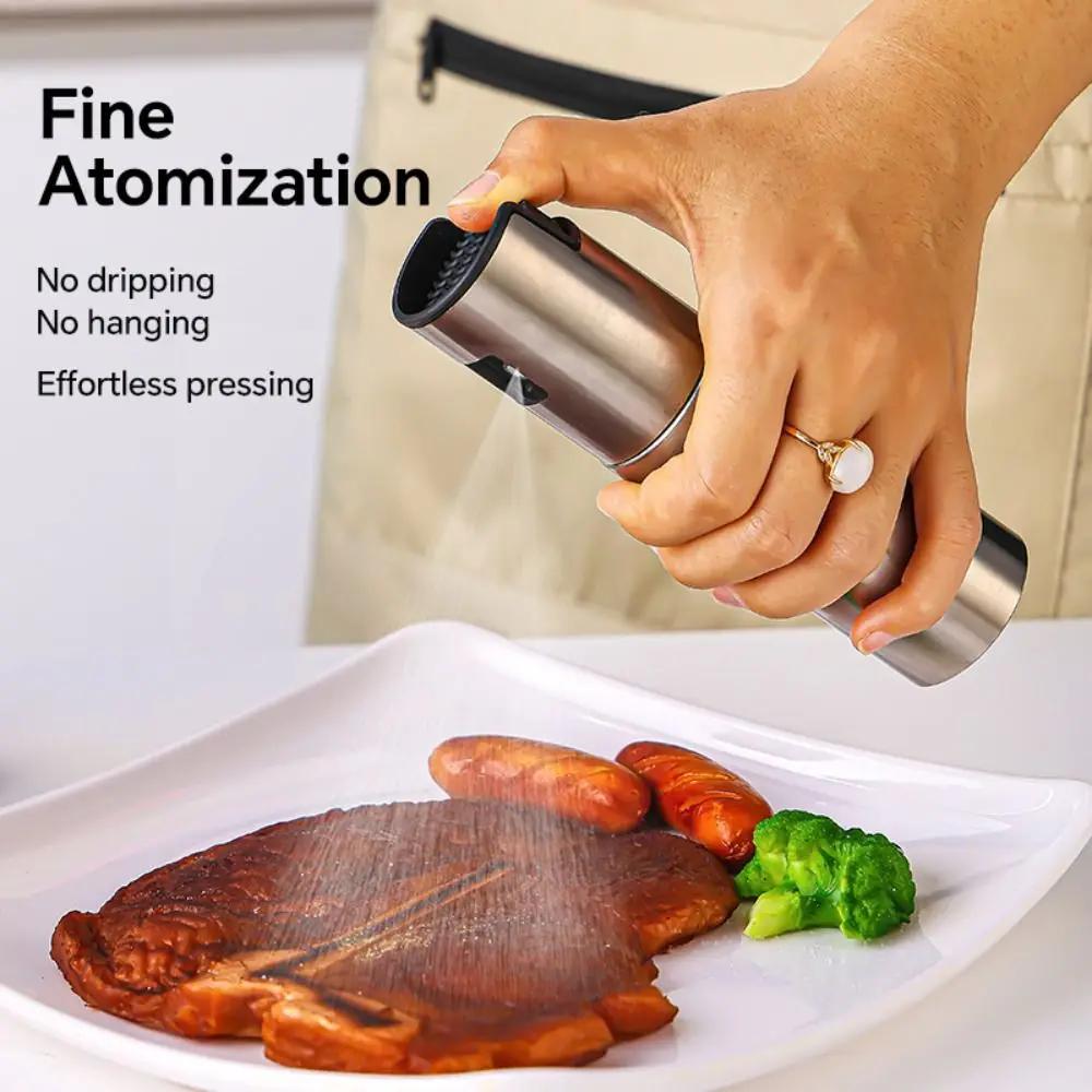 Portable 100ml Stainless Steel Cooking Olive Oil Sprayer, Kitchen Mini Oil Sprayer Small Tool, Vinegar Bottle Oil Sprayer for Ai