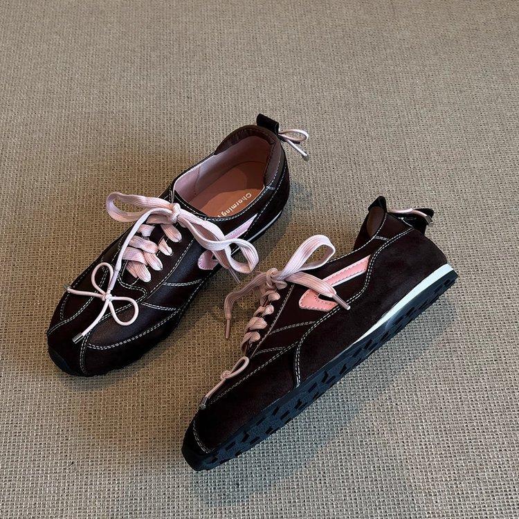 

Whole sheepskin~ French retro style fashion round head German training shoes women s niche Forrest Gump shoes versatile inner height increase single s 40 коричневый