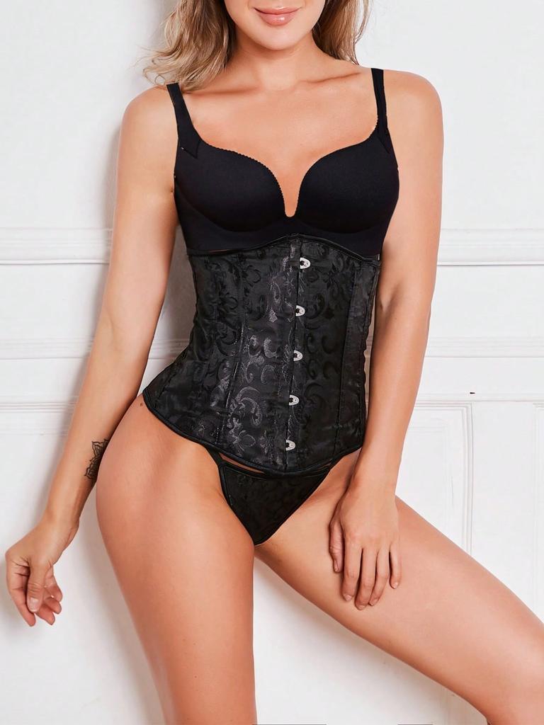 Rose Beauty – Ein Jacquard-Bustier-Unterbrustkorsett-Oberteil mit Schnürung und Tanga, geeignet zum Tragen mit einem Kleid, für Halloween