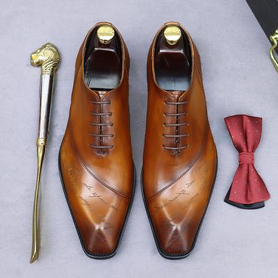 Handmade Mens Wedding Brogues Shoes Black Brown Genuine Leather Men's Dress Shoes Business Formal Shoes For Men