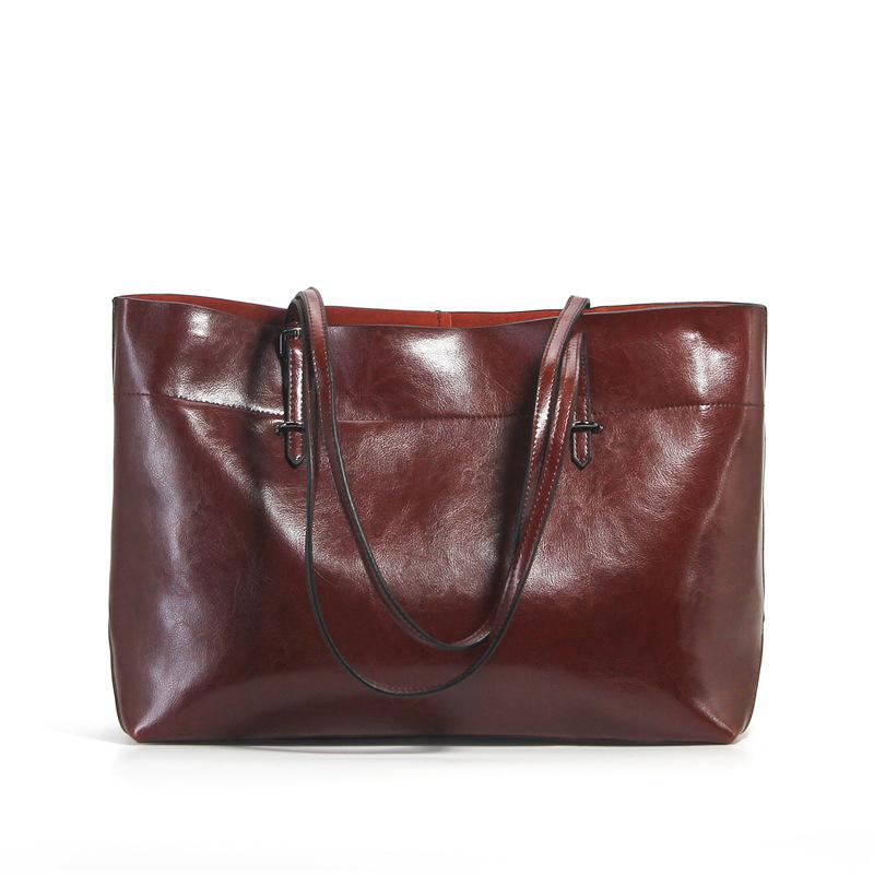 Big Bag Commuter Premium Leather Portable Shoulder Bag Women's Niche Large Capacity Women's Cowhide Tote Bag