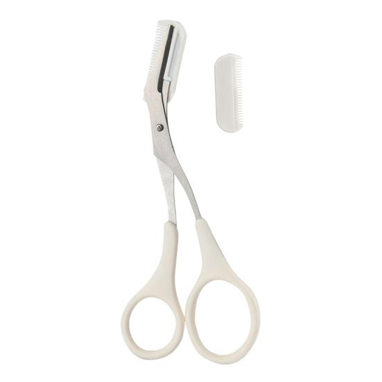 

Eyebrow Trimming Scissors with Comb Stainless Steel Non-Slip Precision Eyebrow Trimmer Men Women Brow Hair Removal Grooming Tool білий