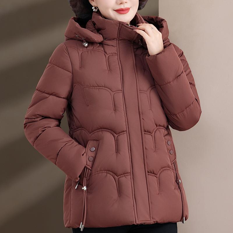 

Модное зимнее короткое пальто женское теплое парки с капюшоном повседневное толстое для женщин среднего возраста куртки 3XL кирпич красный