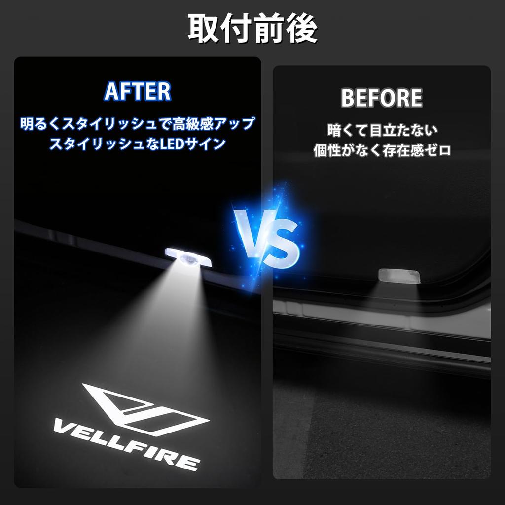 Kotesoto LED Courtesy Lights for Toyota Vellfire 40 Series Vellfire 40 LED Logo Projection Door Welcome Lights Genuine High Custom Custom Includes