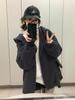 Women's Gray Hooded Cardigan Sweatshirt - Autumn 2026 Korean Style