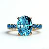 Huitan Fashion Chic Blue Cubic Zirconia Ring for Women Engagement Accessories for Female Modern Style Statement Jewelry Gift